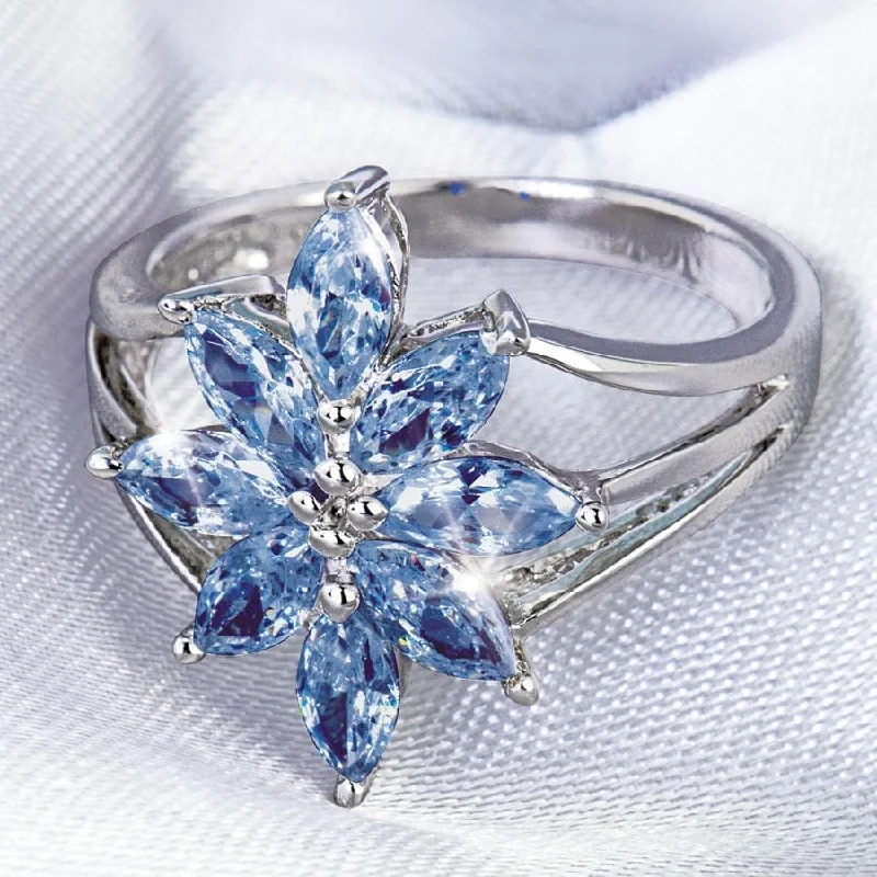 women's knot rings-Tanzanite Flower Ring