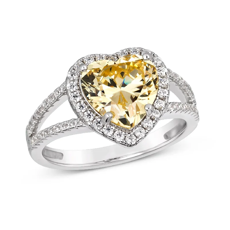 women's ethical rings-Kate 02 Heart Ring Canary Yellow