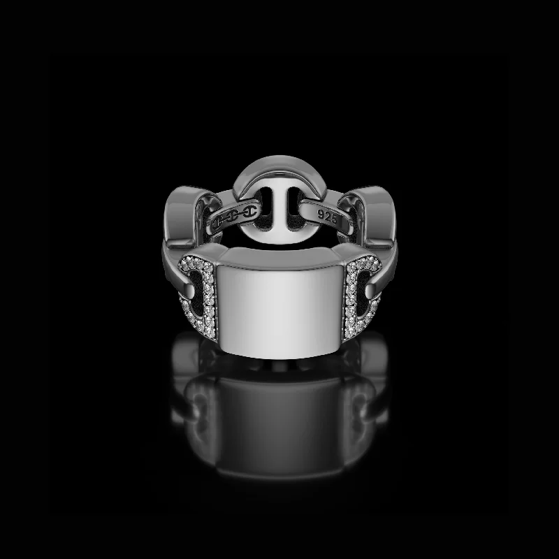 women's bold rings-BRUTE CLASSIC TRI-LINK MONOGRAM WITH DIAMONDS