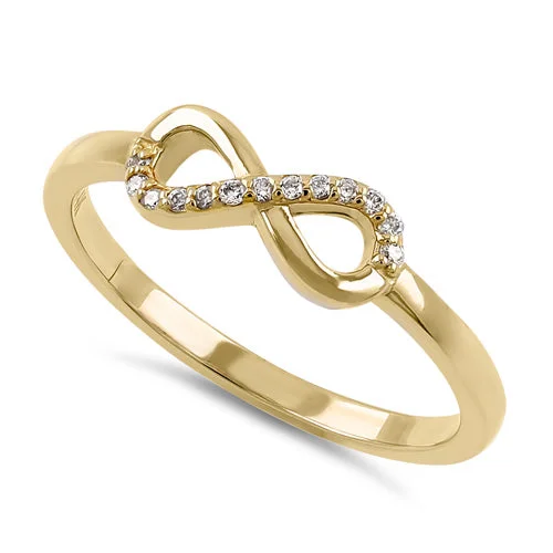 women's twisted engagement rings-Solid 14K Yellow Gold Dainty Bow Diamond Ring