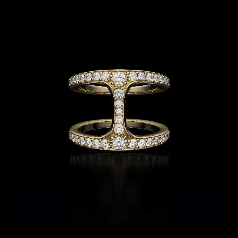 women's leaf rings-DAME PHANTOM WITH DIAMONDS