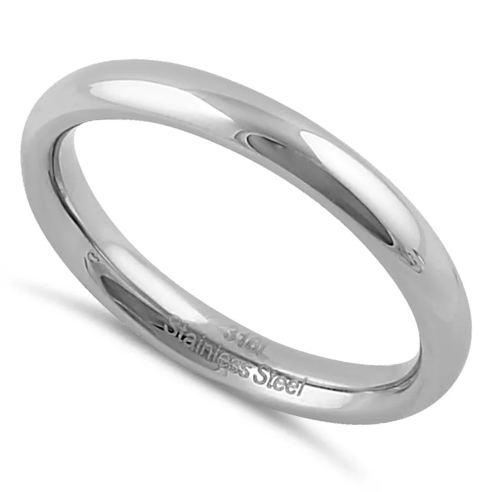 women's three-stone engagement rings-Stainless Steel Men's 3mm Polished Wedding Band