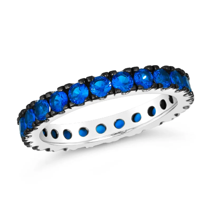 women's bold rings-Multi-Sapphire Skinny Eternity Band