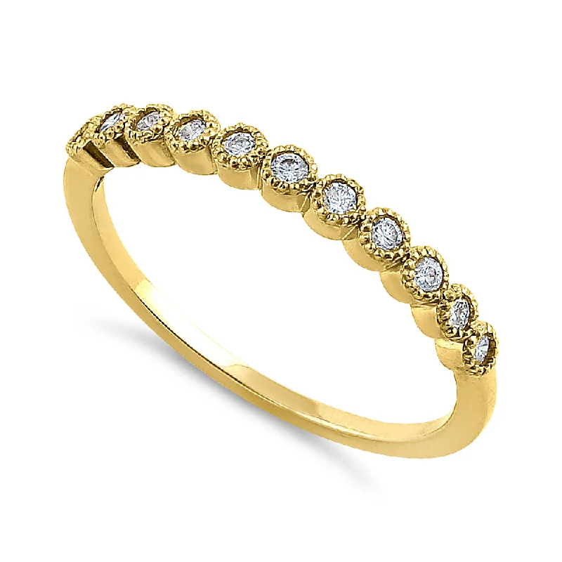 women's braided engagement rings-Solid 14K Yellow Gold Classic Row Diamond Ring