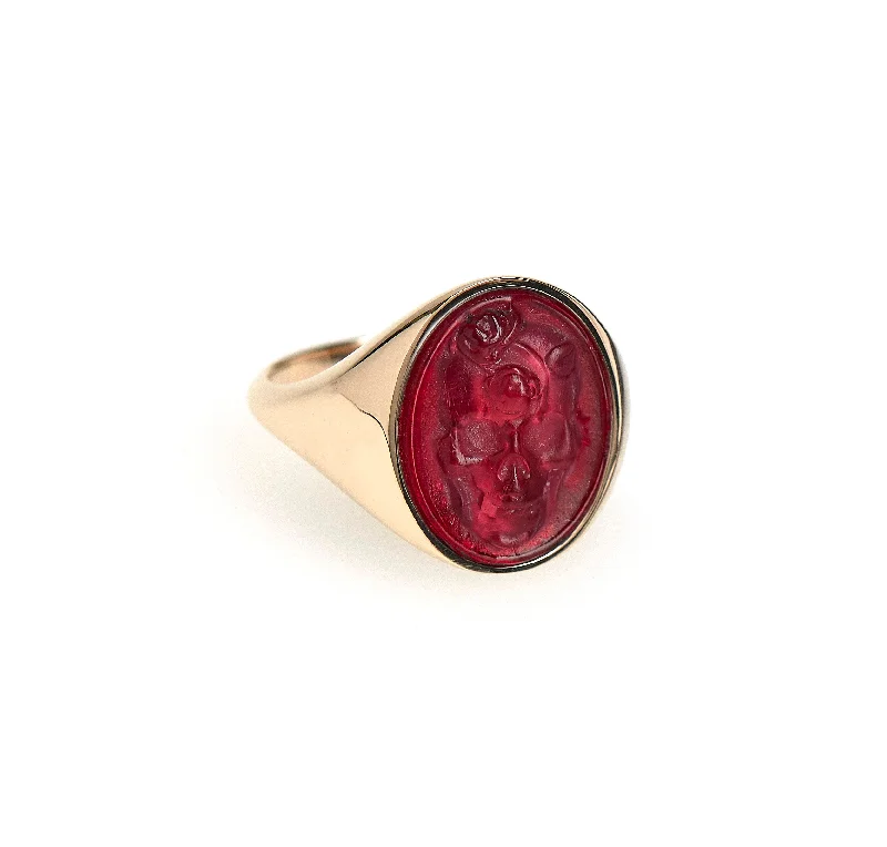 women's affordable rings-ETERNAL SKULL INTAGLIO SIGNET RING