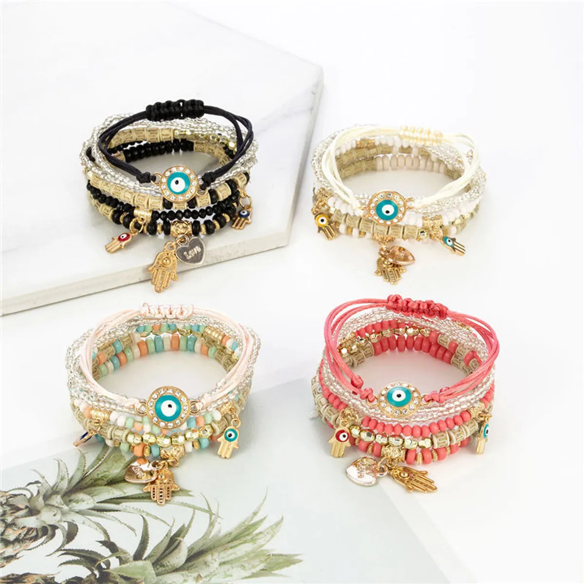 women's sustainable bangles-Fashion Palm Eye Alloy Plating Women'S Bracelets 1 Set