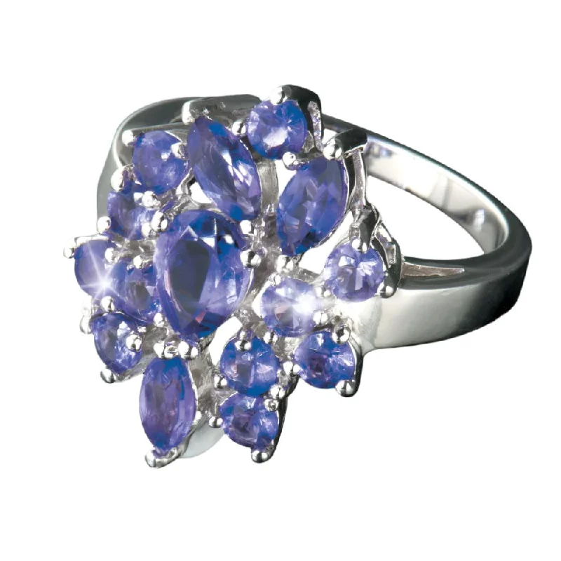 women's wave rings-Amethyst Cluster Ring