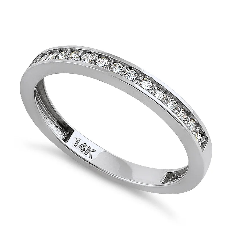 women's gemstone halo engagement rings-Solid 14K White Gold Half Eternity 0.28 ct. Diamond Ring