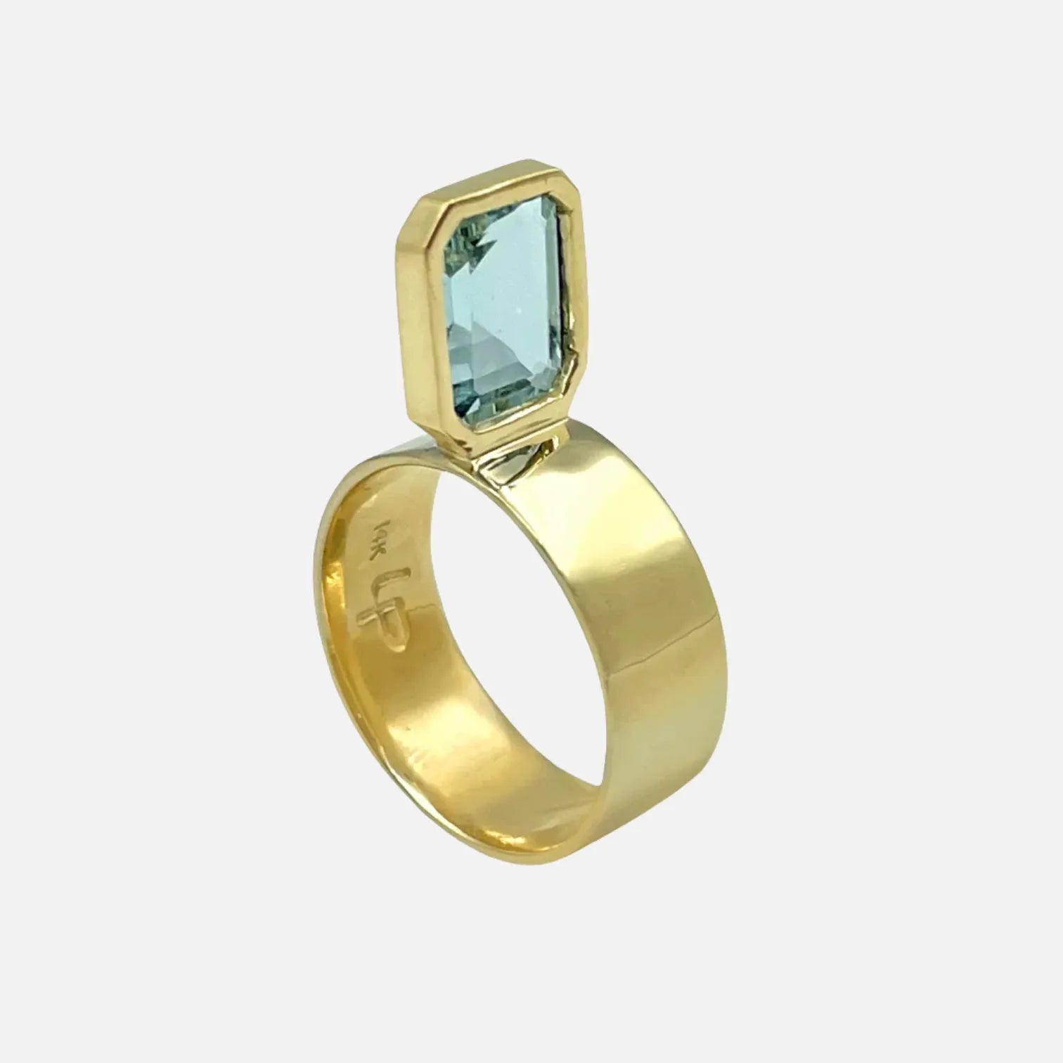 women's adjustable size rings-Perched Setting Ring with Aquamarine