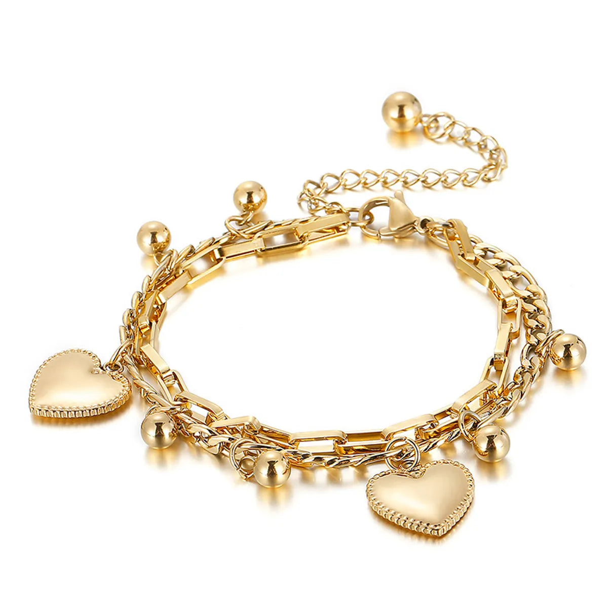 women's gold bracelets-Fashion Heart Titanium Steel 18K Gold Plated Bracelets In Bulk