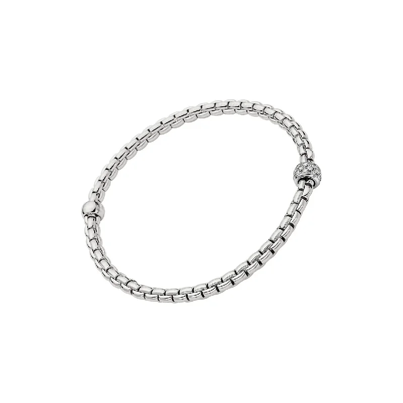 women's thin bangles-FOPE Eka Flex'it Bracelet With Diamond Pave'