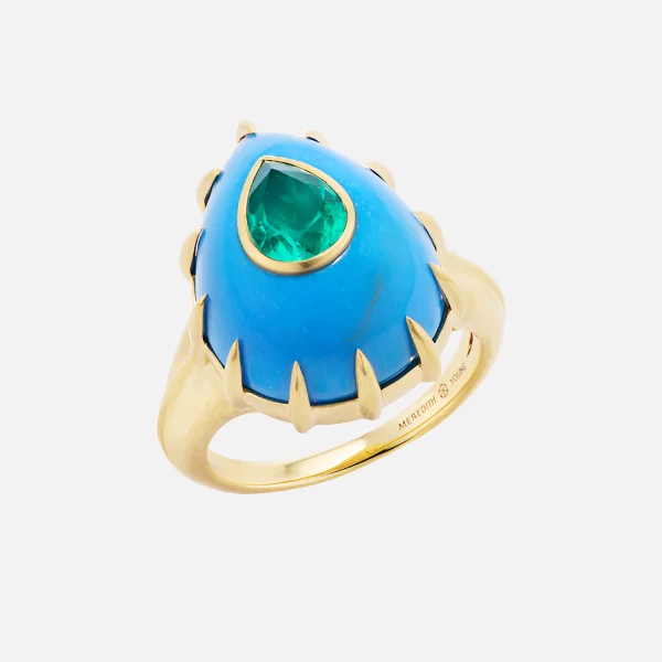 women's friendship rings-Futuristic Emerald Ring