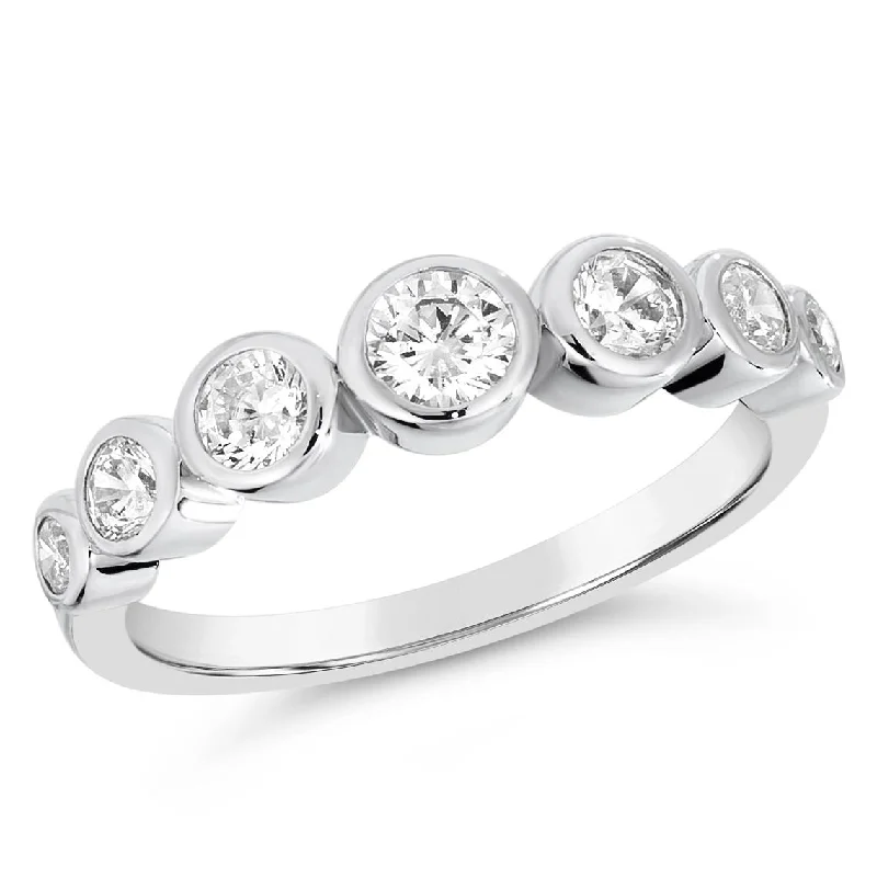 women's solitaire rings-1 Carat Bezel Set Skinny Band