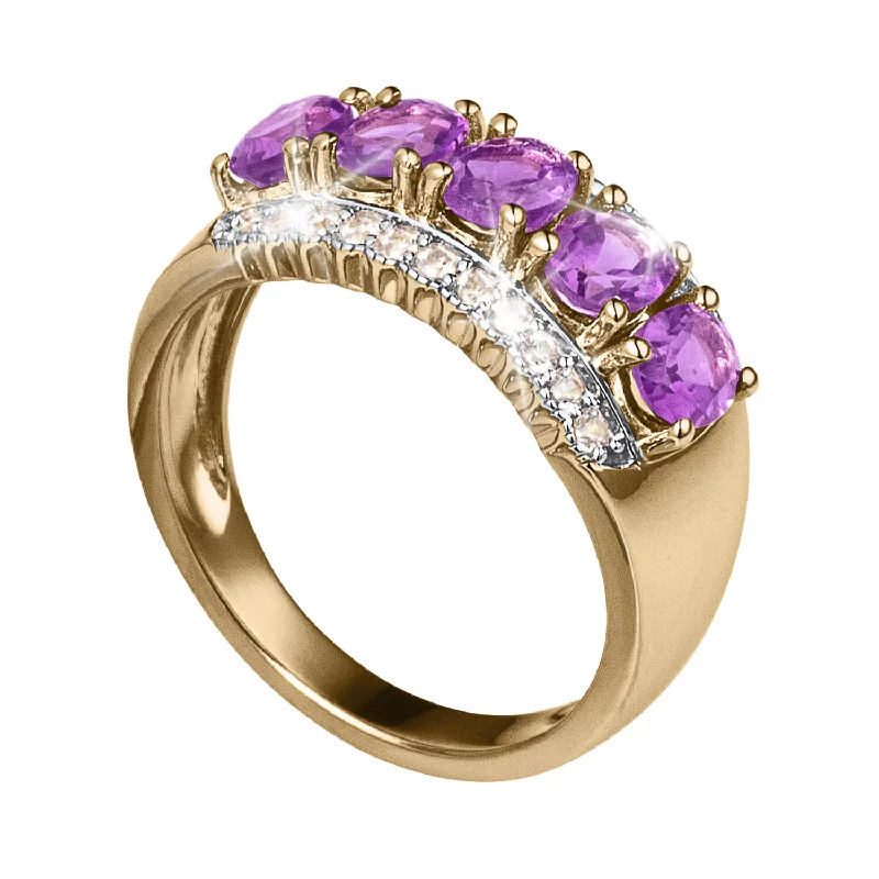 women's geometric rings-Romantica Rainbow Amethyst Ladies Ring