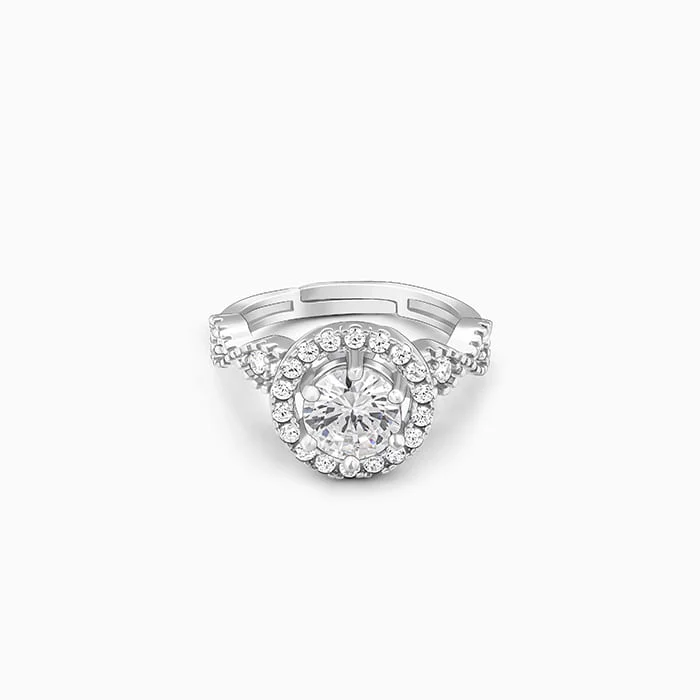 women's couple rings-Silver Zirconia Jubilee Ring