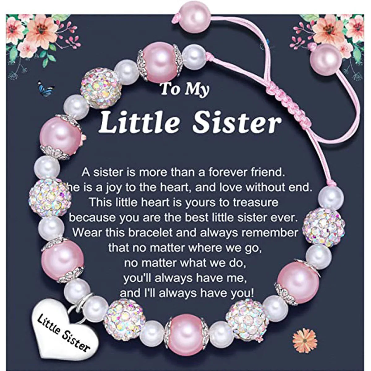 Engraved Little Sister Pink Card