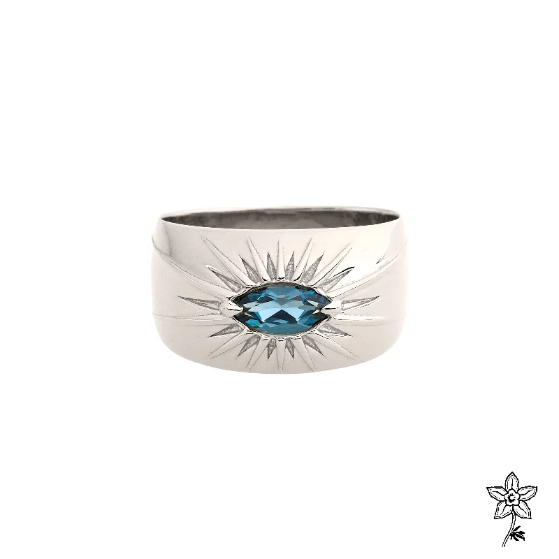 women's antique rings-SILVER STARBURST BAND