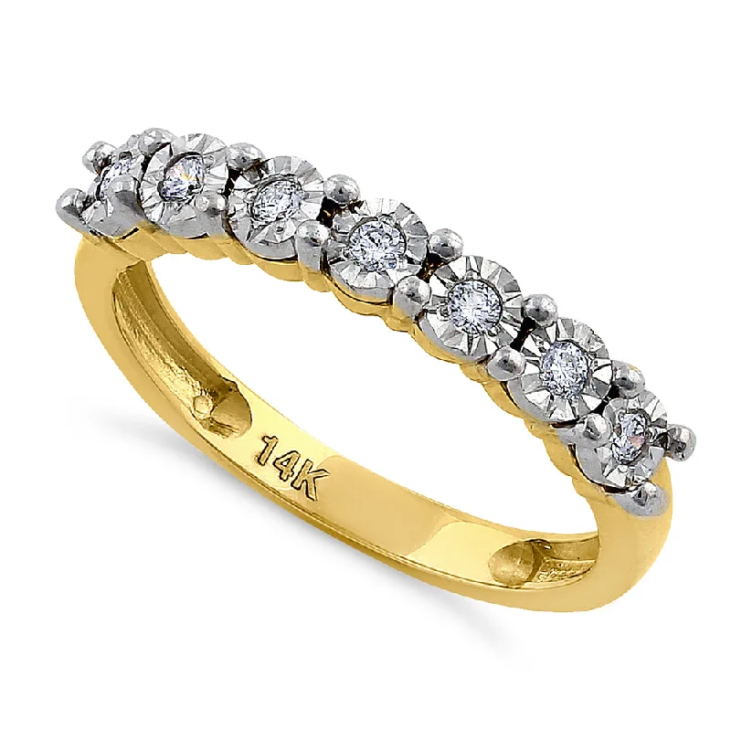 women's wedding set engagement rings-Solid 14K Yellow Gold Regal Round Diamond Ring