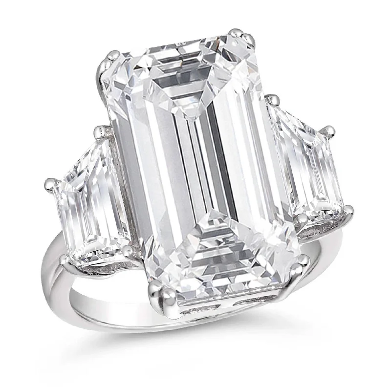 women's high-end rings-Amelie 10 Carat Emerald Cut Ring