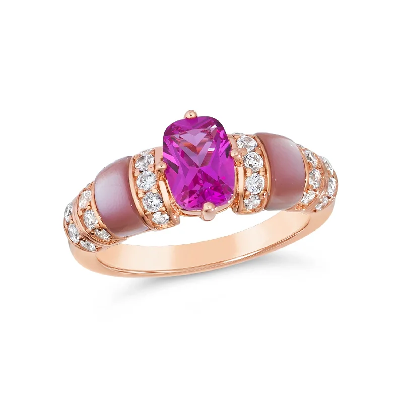 women's rose gold rings-Asherah Pink Sapphire Ring