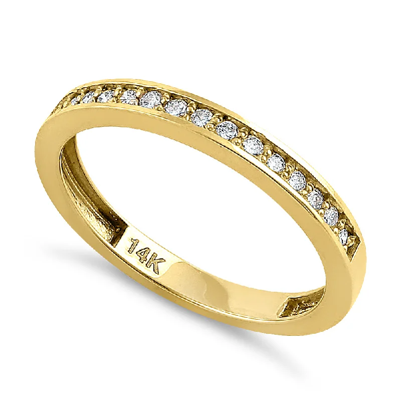 women's bar engagement rings-Solid 14K Yellow Gold Half Eternity 0.28 ct. Diamond Ring