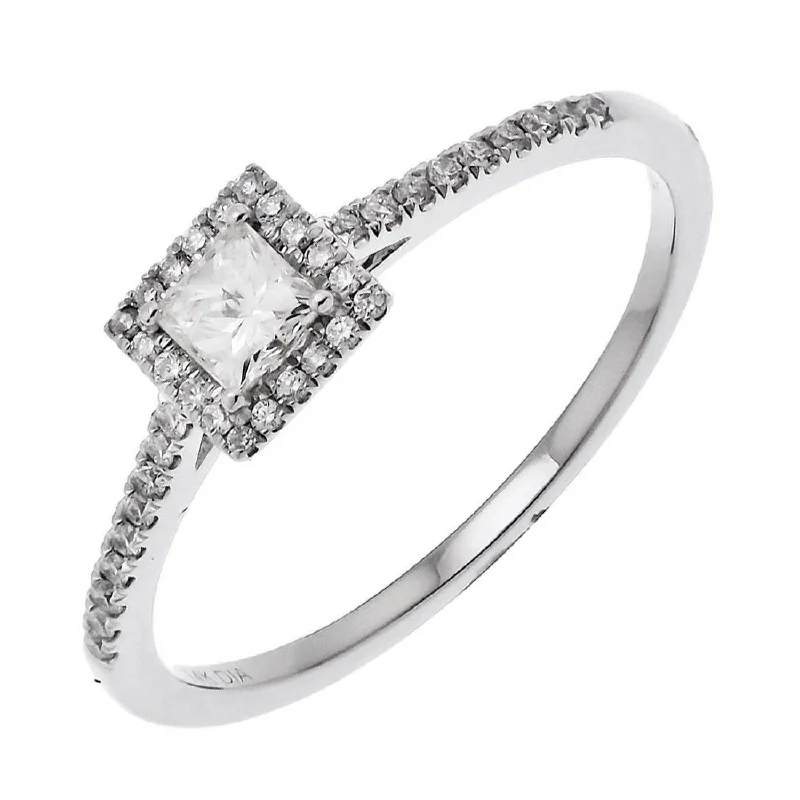 women's cathedral engagement rings-Dainty Princess Cut Square Diamond Engagement Ring