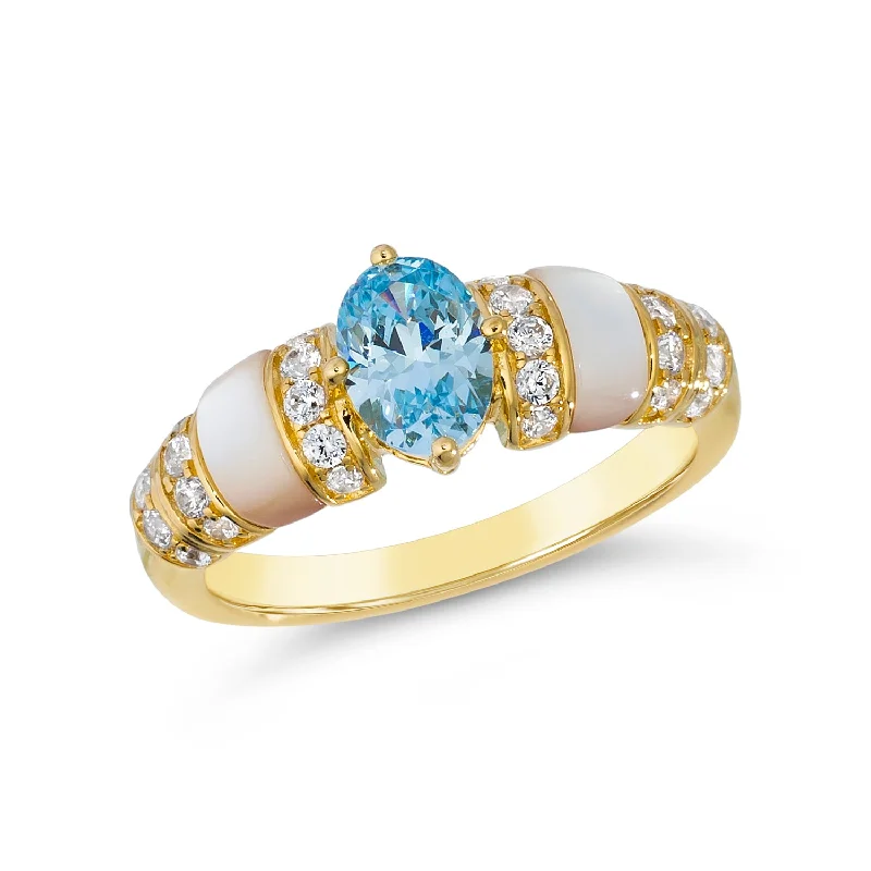 women's double-band rings-Asherah Aquamarine Ring