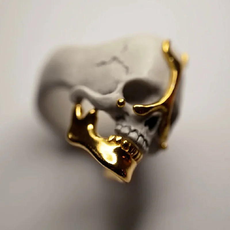 women's affordable rings-Ancient skull ring