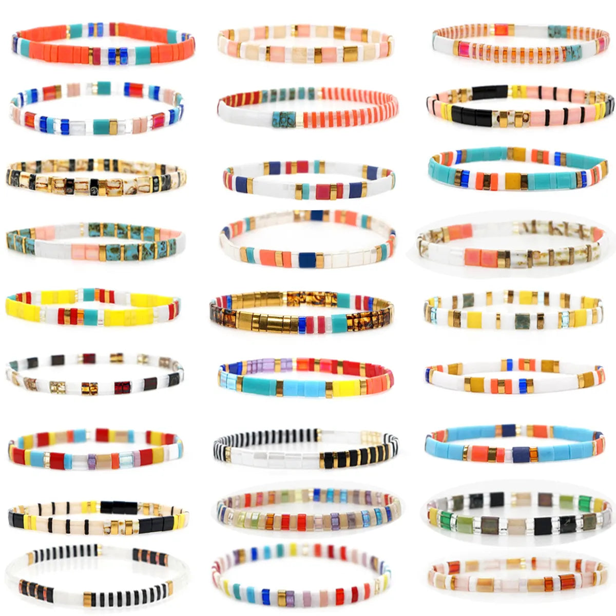 women's titanium bangles-Bohemian Color Block Beaded Irregular Women'S Bracelets 1 Piece