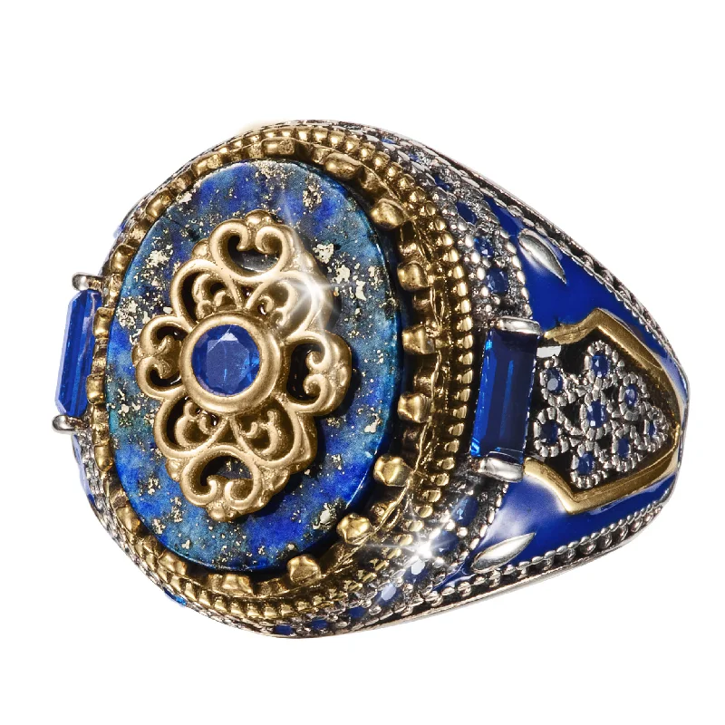 women's sea-inspired rings-Lapis Legacy Men's Ring