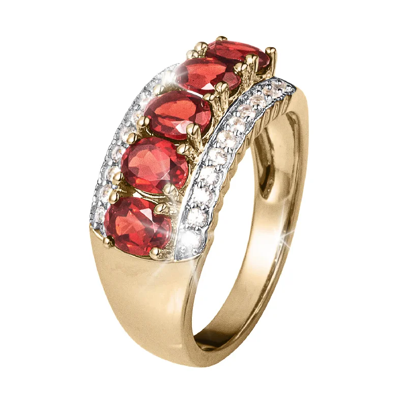 women's ruby rings-Romantica Rainbow Garnet Ladies Ring