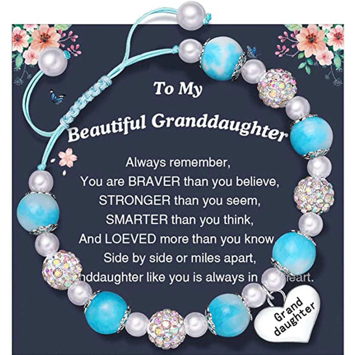 Engraved Sky Blue Granddaughter Card