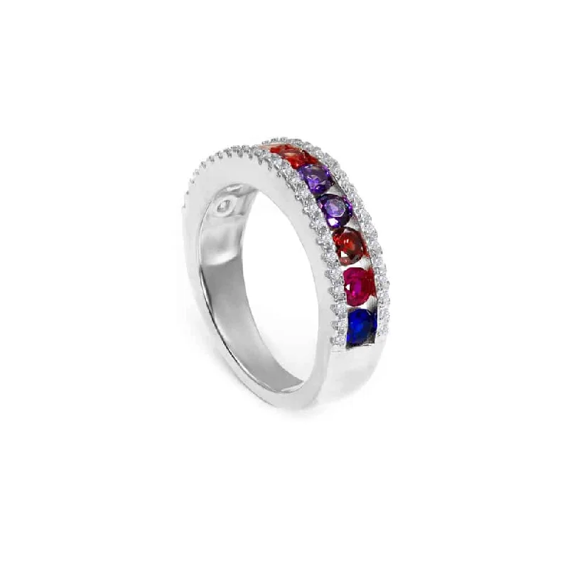 women's cubic zirconia rings-Multi Sapphire Ring by Kathy Hilton