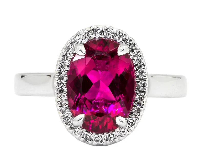 women's double-band engagement rings-14K White Gold 2.85ct Rubellite & 0.18cttw SI2 G-H Diamond Ring by Rego