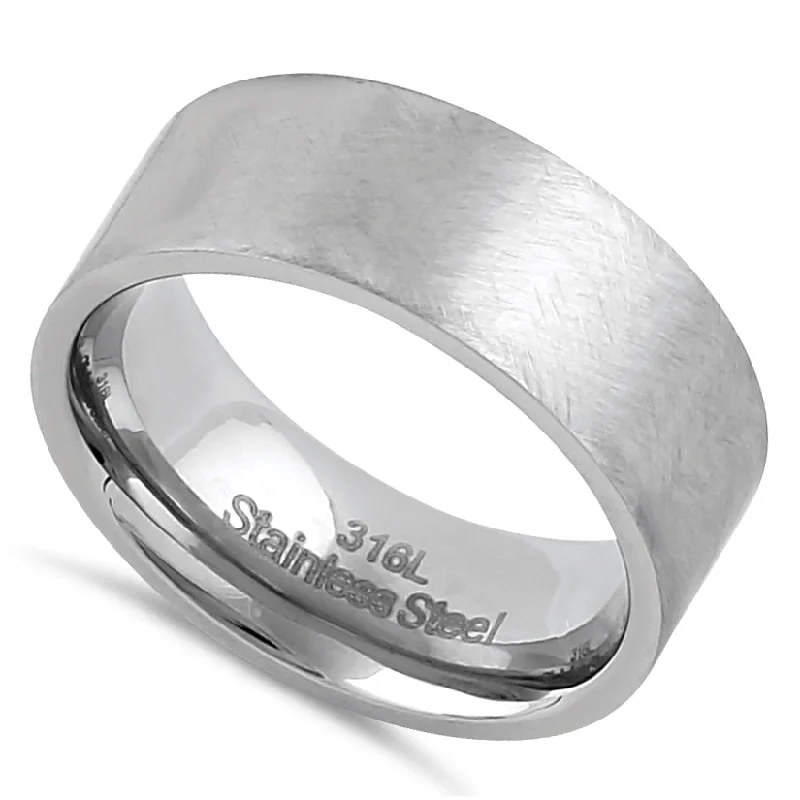 women's statement engagement rings-Stainless Steel Men's 8mm Mixed Brushed Wedding Band