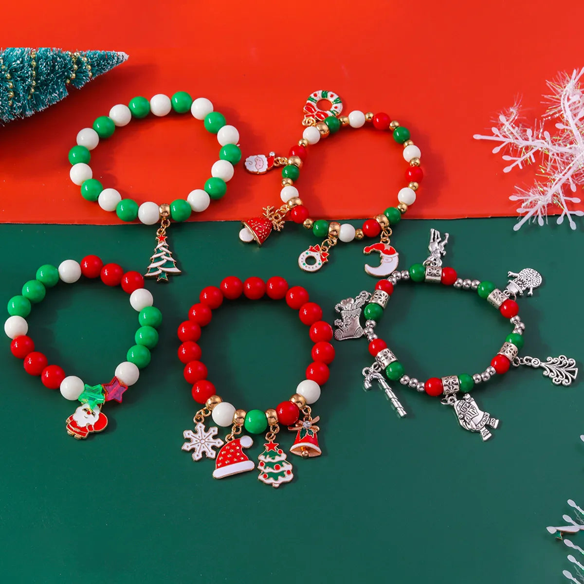 women's beaded bracelets-Cute Christmas Streetwear Christmas Hat Christmas Tree Alloy Wholesale Bracelets