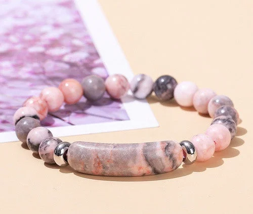 Natural Pink Zebra Stone Bridge Bracelet