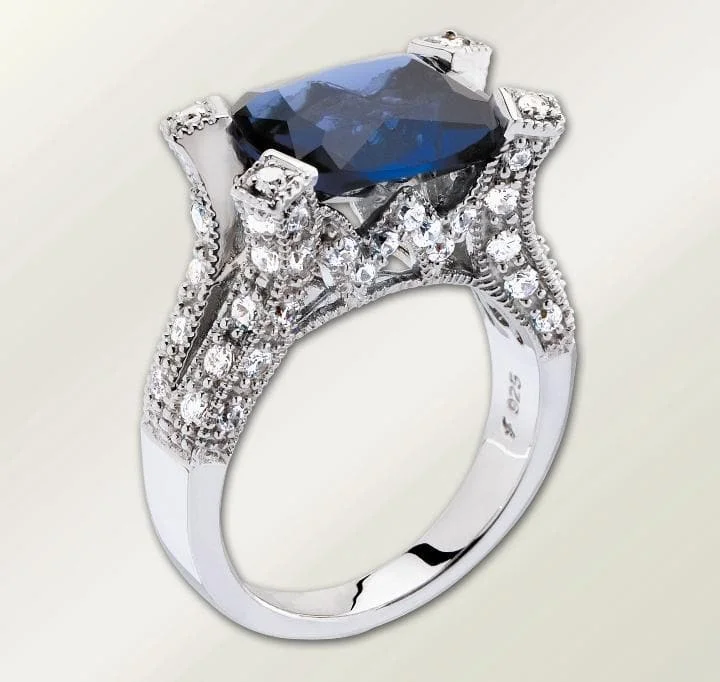 women's bold rings-Millionaire Ring - Blue