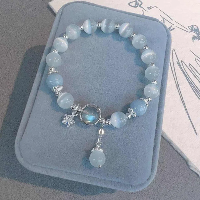 100# Elastic Bracelet-Silver-Blue