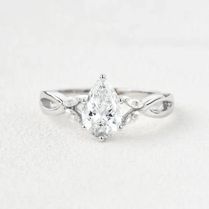 women's braided engagement rings-1.0ct Pear Shaped Lab Grown Diamond Ring