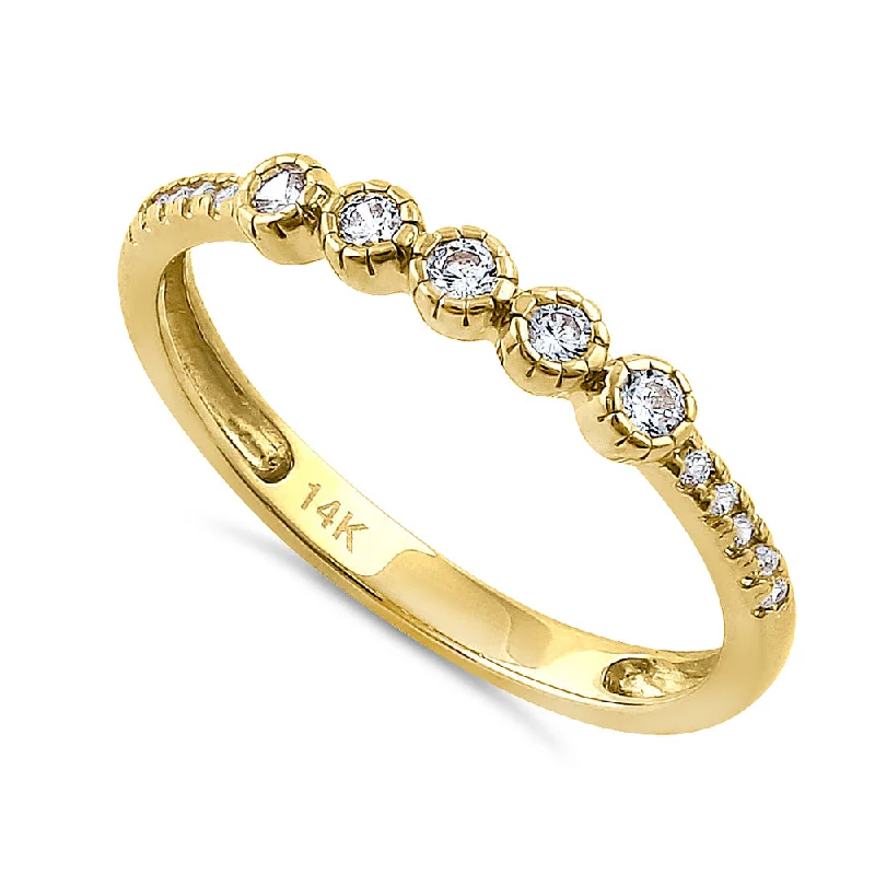 women's low-profile engagement rings-Solid 14K Yellow Gold Simple Round 0.30 ct. Diamond Ring