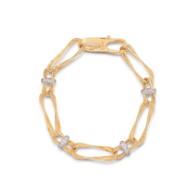 women's cuff bracelets-Marco Bicego Marrakech Onde Twisted Double Coil Link Bracelet With Diamonds