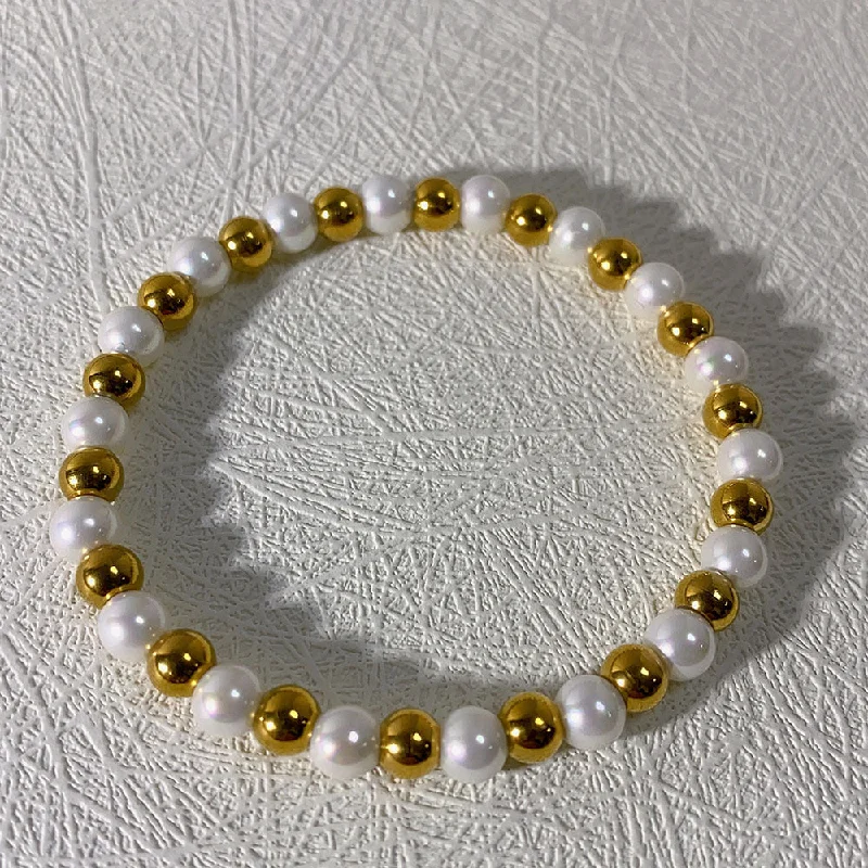 5mm Shell Pearls 5mm Stainless Steel Golden Balls