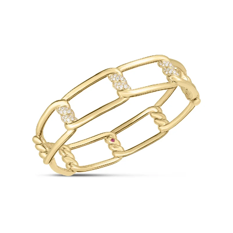 women's two-tone bracelets-Roberto Coin Cialoma Diamond Accent Bangle