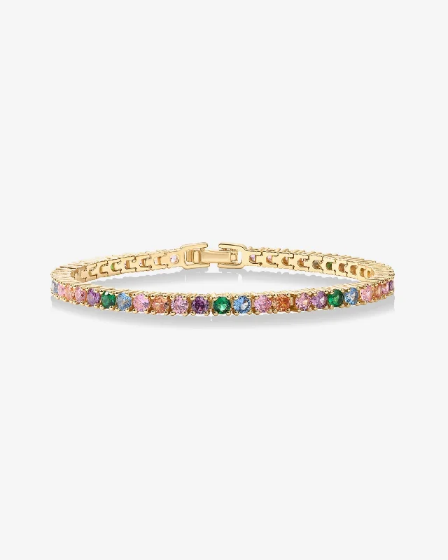 women's floral bracelets-Medium Colored Cubic Zirconia Tennis Bracelet