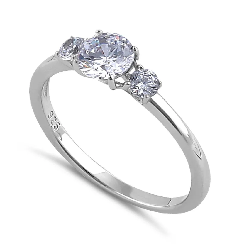 women's unique engagement rings-Sterling Silver Clear CZ Modern Engagement Ring