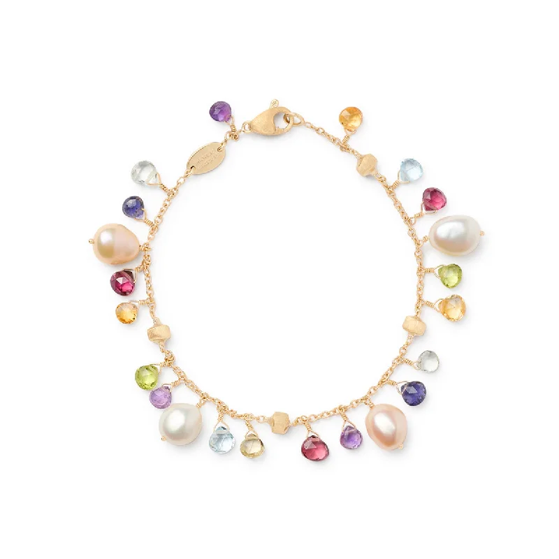 women's personalized bracelets-Marco Bicego Paradise Pearls & Multicoloured Gemstone Bracelet