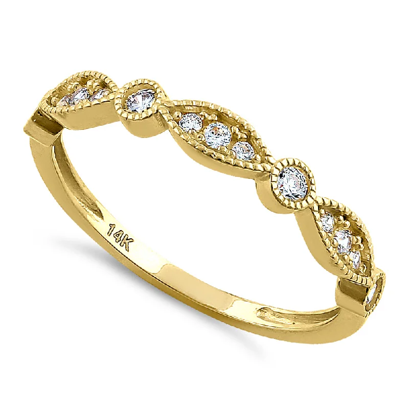 women's east-west engagement rings-Solid 14K Yellow Gold Elegant Oval & Round Pattern 0.28 ct. Diamond Ring