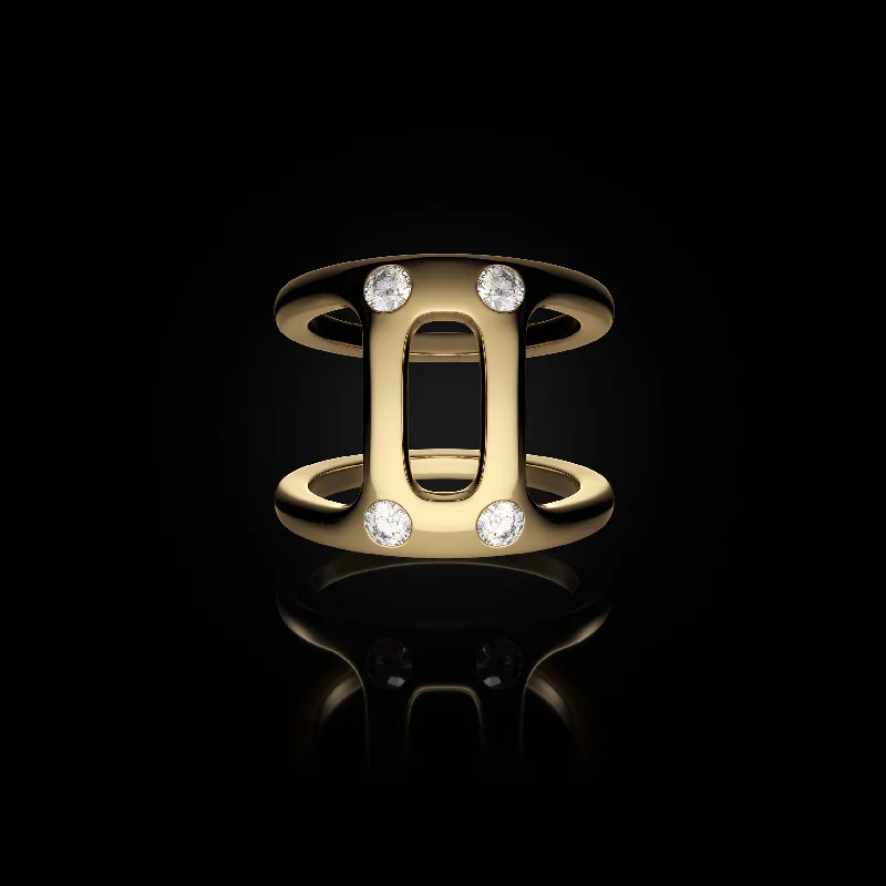 women's wave rings-DAME PHANTOM II WITH FOUR DIAMOND HITS