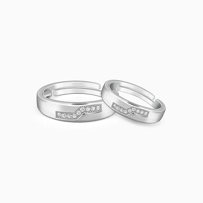 women's eternity band rings-Silver Admiring Couple Bands